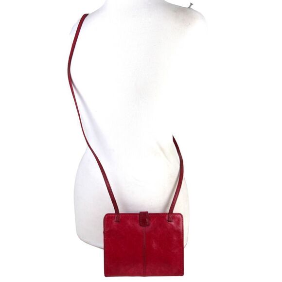 Hobo International DARK PINK GENUINE LEATHER X-BODY ORGANIZER SHOULDER BAG PURSE - Picture 6 of 14